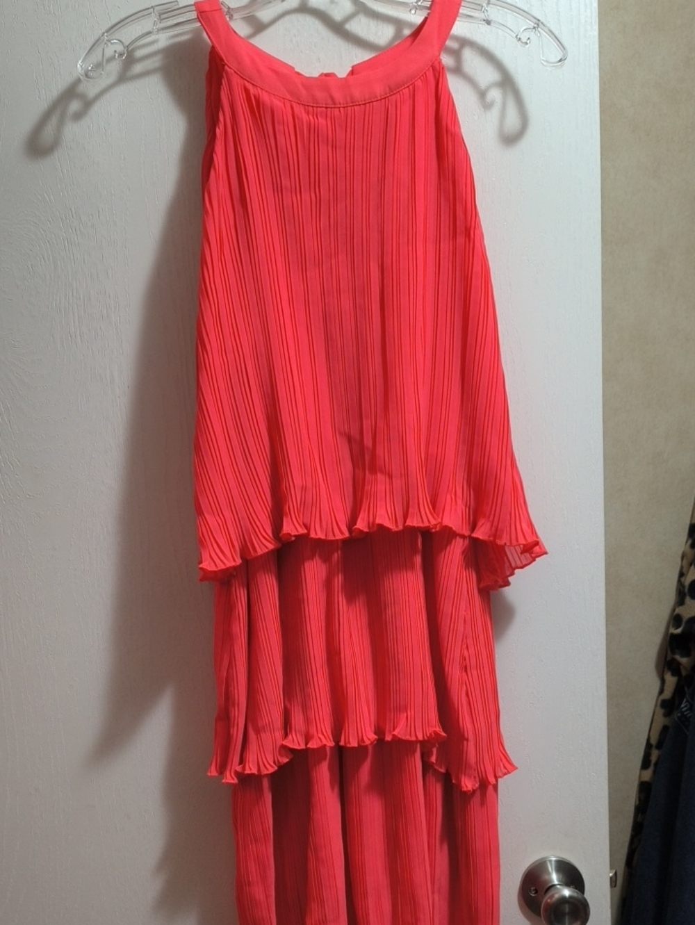 Pleated Tiered Maxi Skirt - Coral Pink